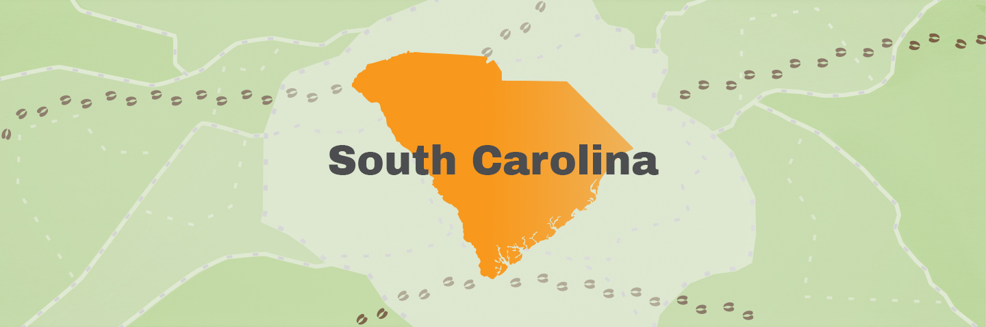 Illustration showing the state of South Carolina, how much does SC hunting license cost concept.