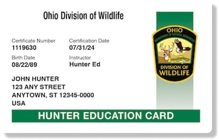 Ohio hunter education card image, how to look up Ohio hunter safety card concept.
