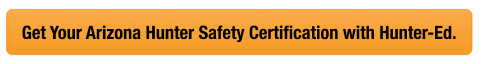 Button with text get your Arizona hunter safety card, look up Arizona hunter education card concept.