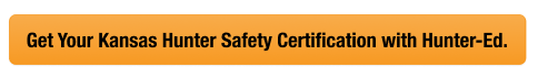 CTA with text get your KS hunter safety card, look up Kansas hunter safety card concept.