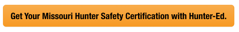 Button with text get your Missouri hunter safety card, look up Missouri hunter education card concept.