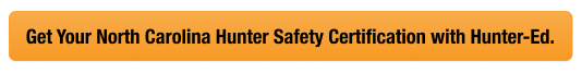 CTA with text get your NC hunter safety card, look up North Carolina hunter safety card concept.