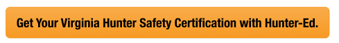 CTA with text get your VA hunter safety card, look up Virginia hunter safety card concept.