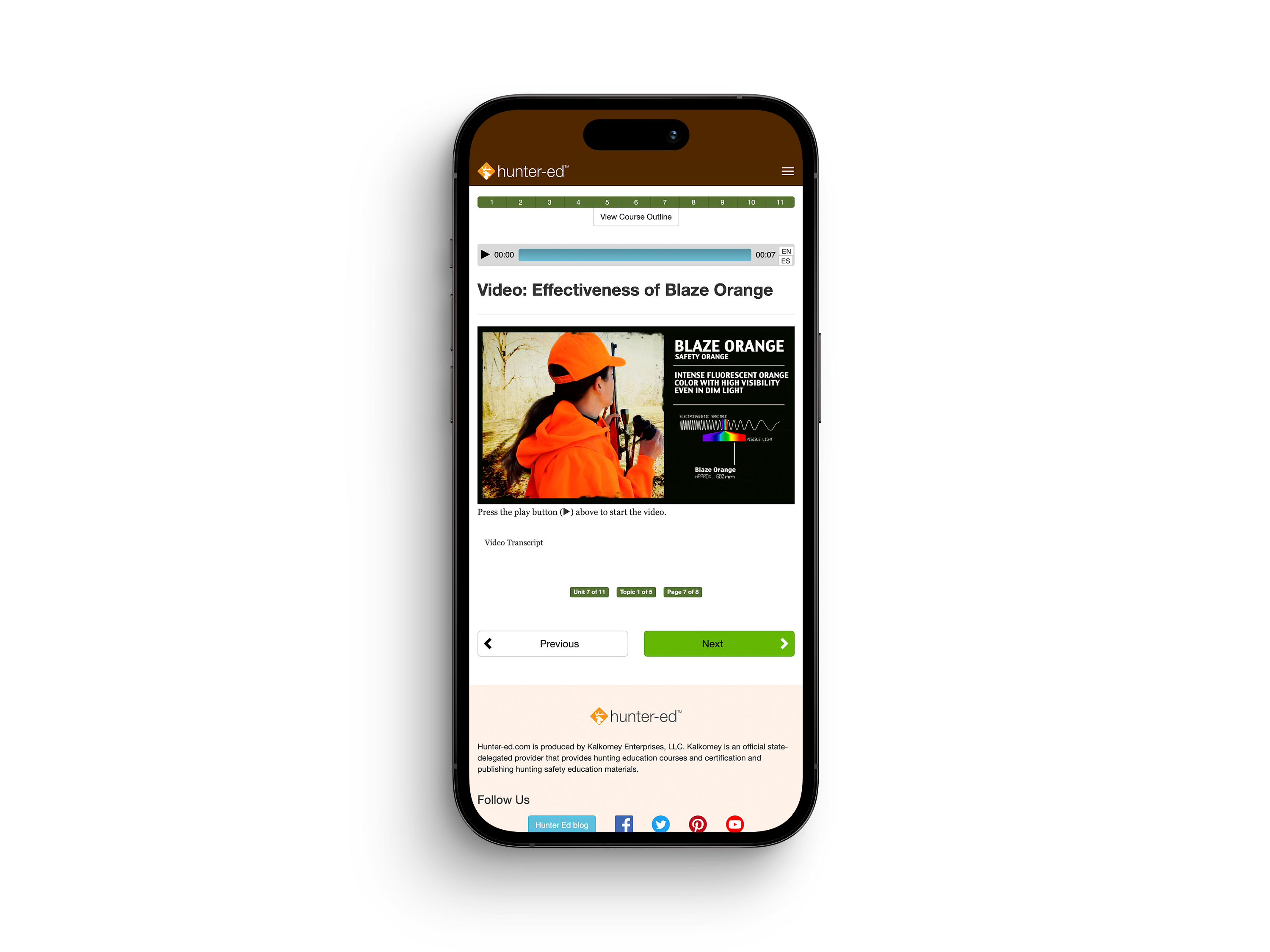 Hunter-Ed hunter safety course on phone screen, take Illinois hunter education course concept. 