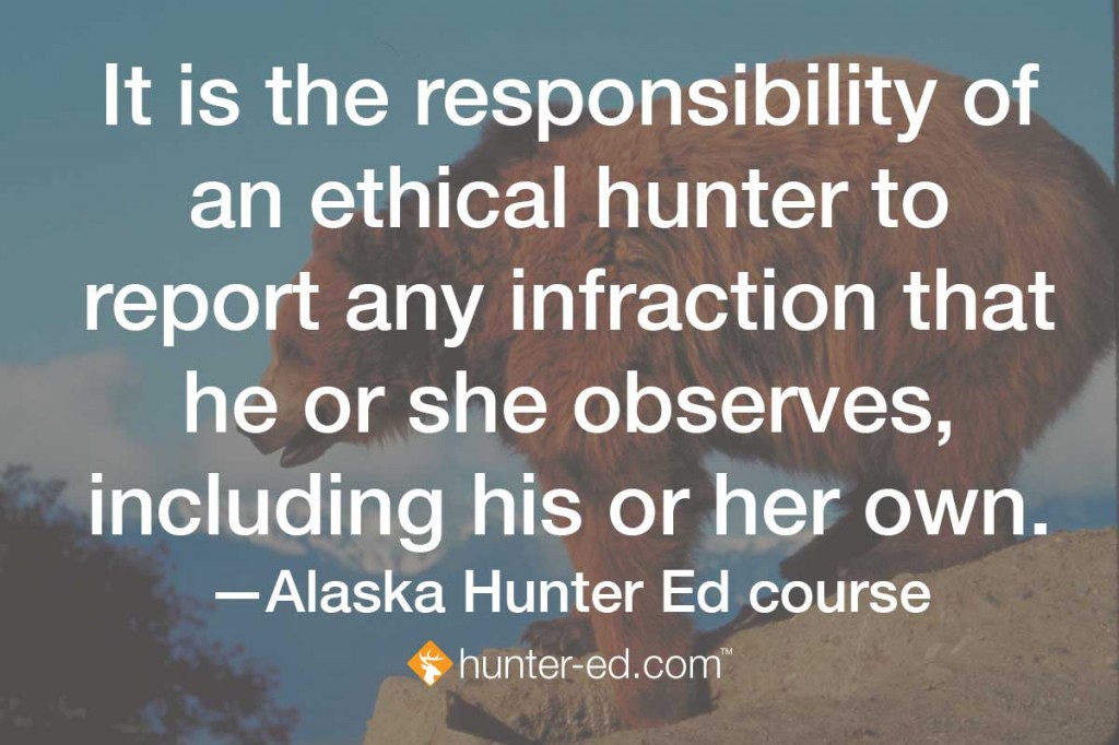 Graphic with text about being an ethical hunter, Theresa Vail concept. 