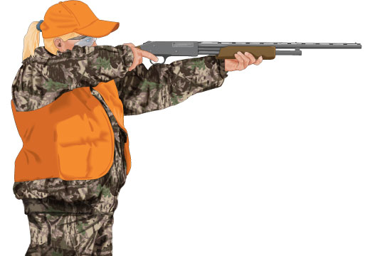 Hunter pointing shotgun